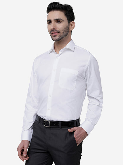 White Striped Regular Fit Formal Shirt | JadeBlue