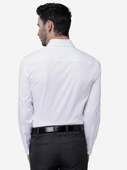 White Striped Regular Fit Formal Shirt | JadeBlue