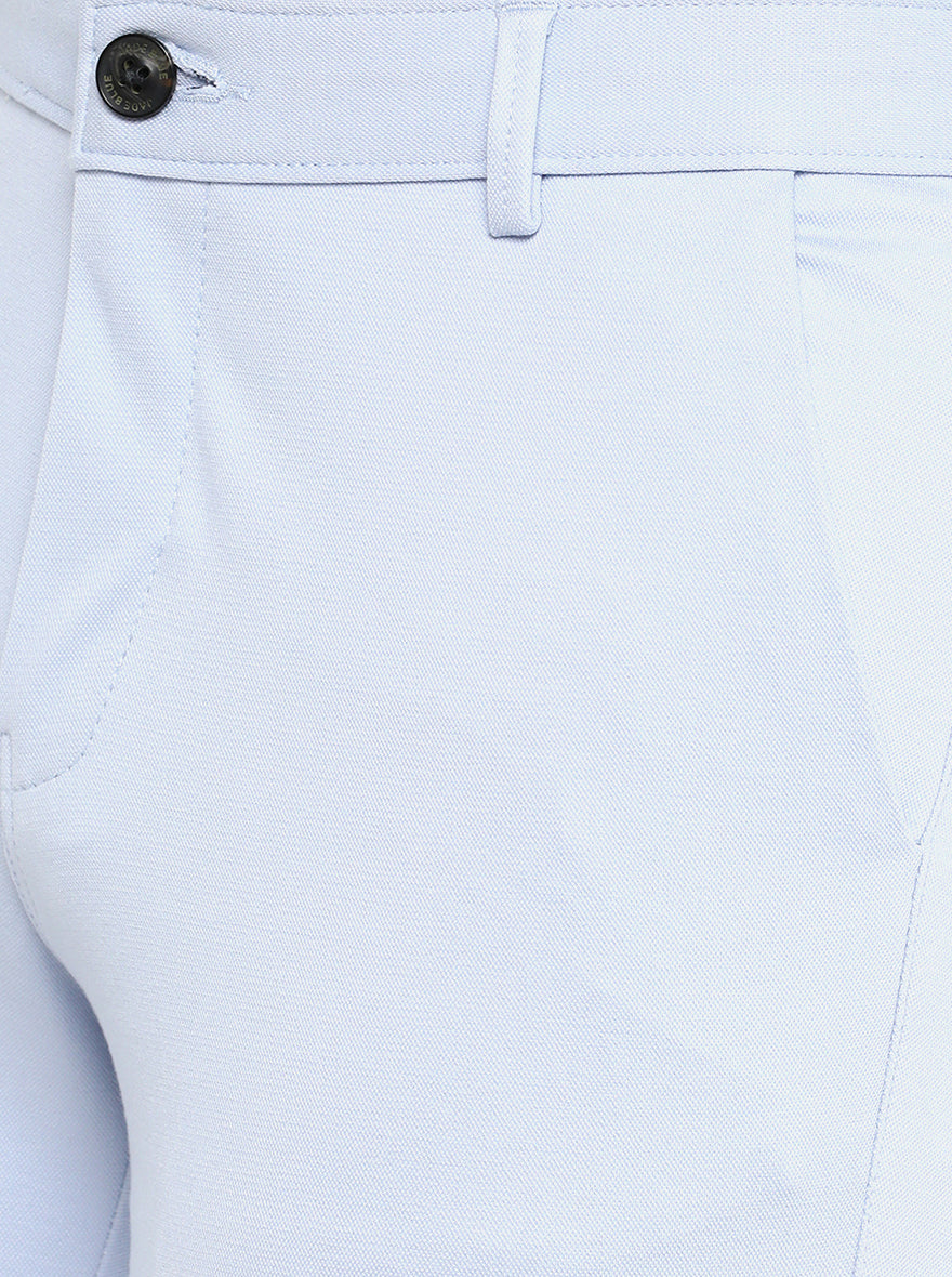 Sky Blue Solid Slim Fit Club Wear Trouser | JB Studio