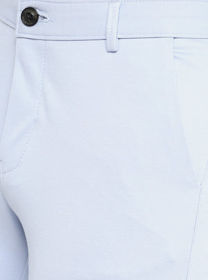 Sky Blue Solid Slim Fit Club Wear Trouser | JB Studio