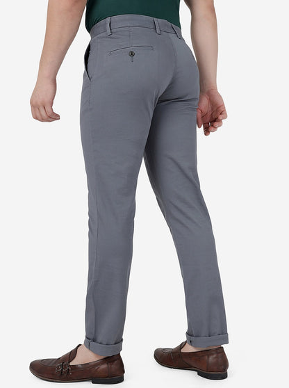 Dark Grey Solid Uno Fit Casual Trouser | JadeBlue