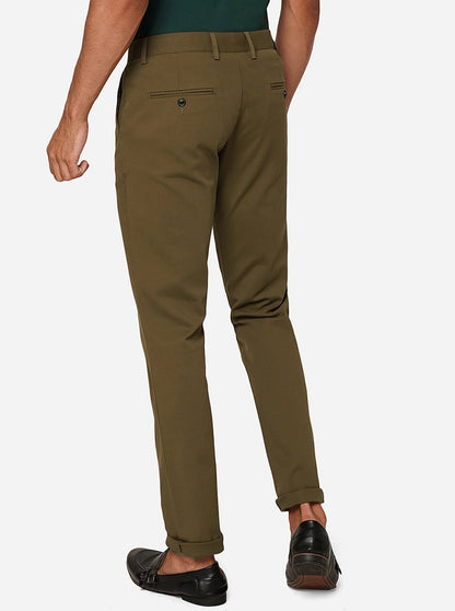 Brown Solid Uno Fit Casual Trouser | JadeBlue