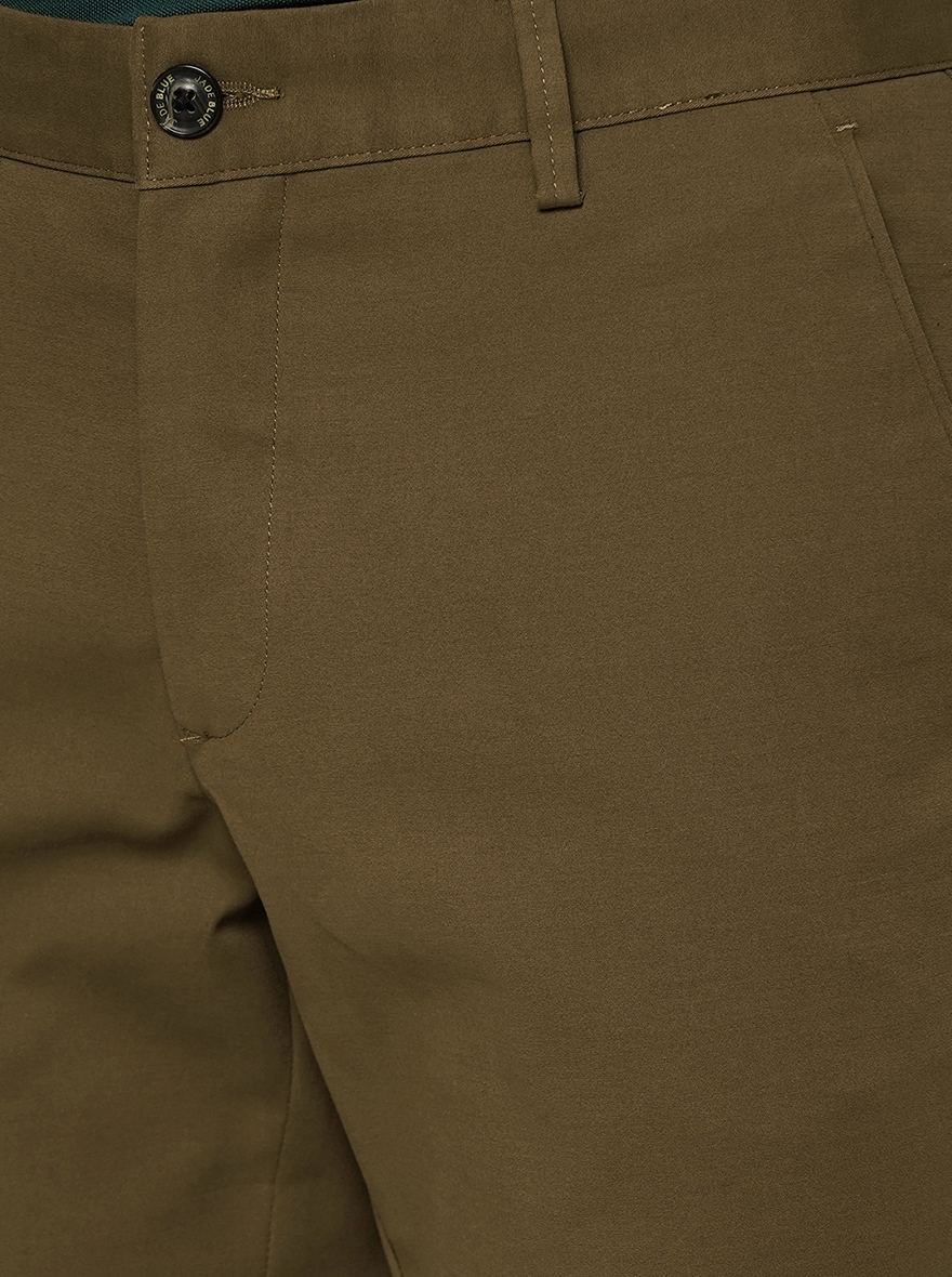 Brown Solid Uno Fit Casual Trouser | JadeBlue