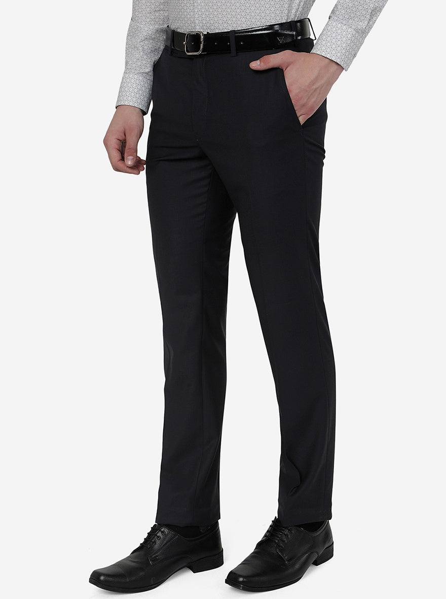 Grey Solid Slim Fit Formal Trouser | Metal
