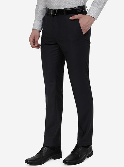 Grey Solid Slim Fit Formal Trouser | Metal