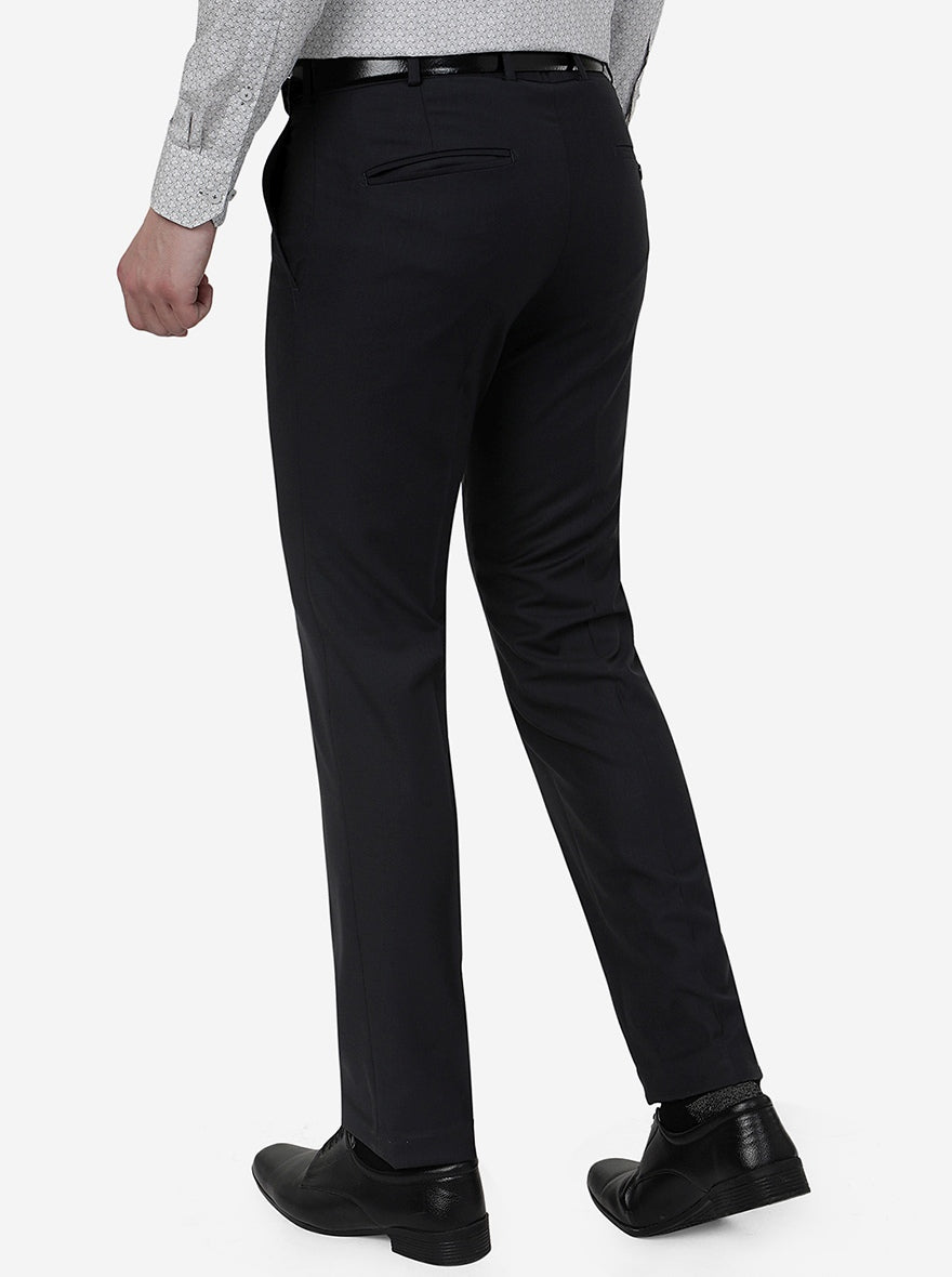 Grey Solid Slim Fit Formal Trouser | Metal