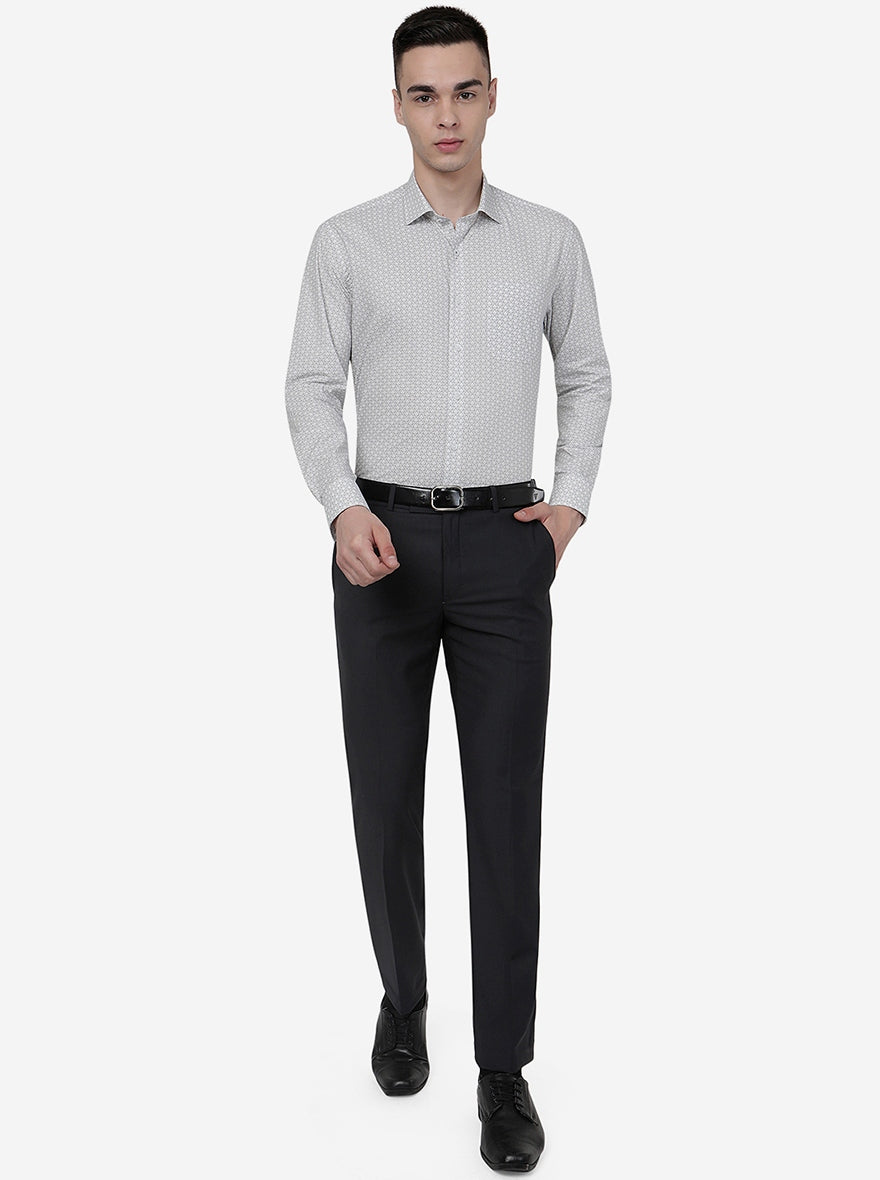 Grey Solid Slim Fit Formal Trouser | Metal