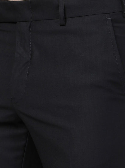 Grey Solid Slim Fit Formal Trouser | Metal