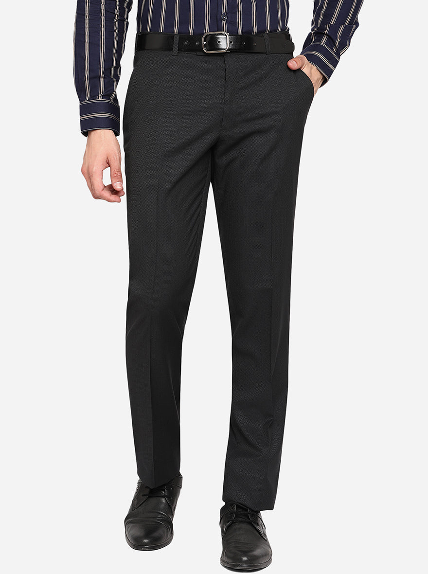 Grey Solid Classic Fit Formal Trouser | JadeBlue