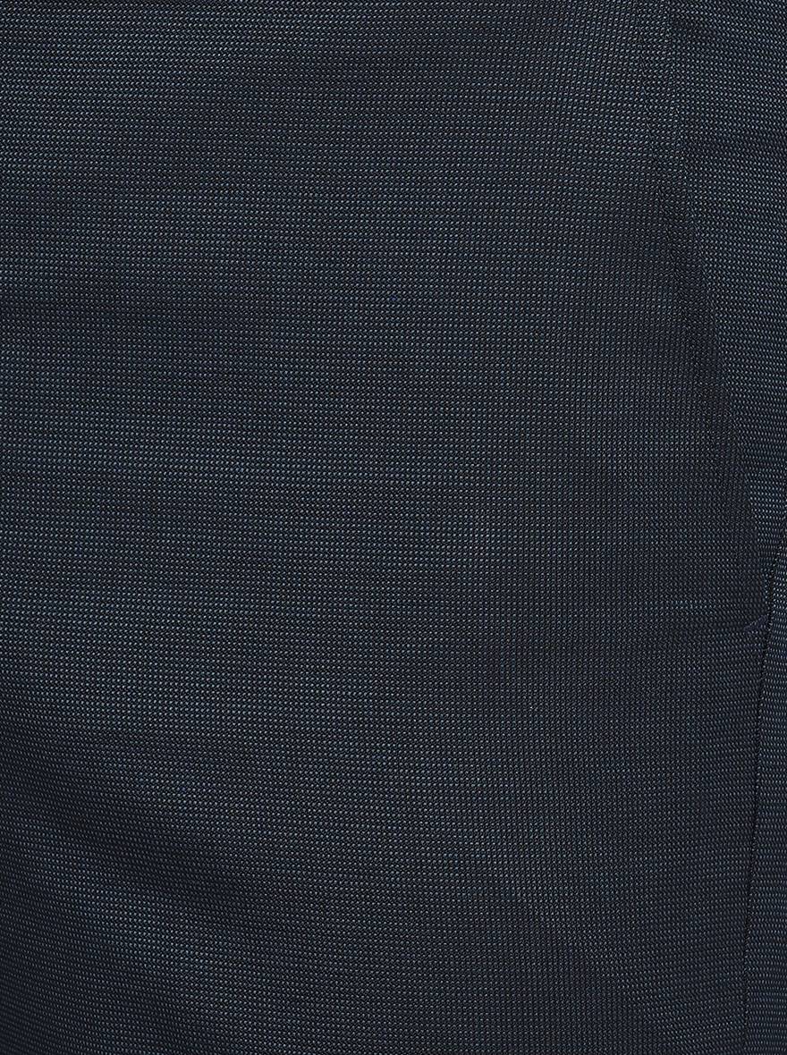 Navy Blue Solid Slim Fit Formal Trouser | Metal