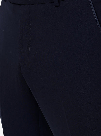 Navy Blue Solid Slim Fit Formal Trouser | JB Studio