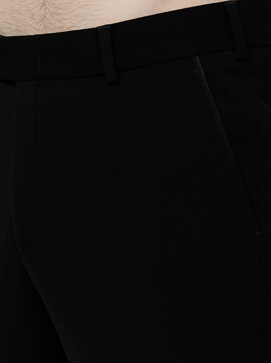 Black Solid Slim Fit Formal Trouser | JB Studio