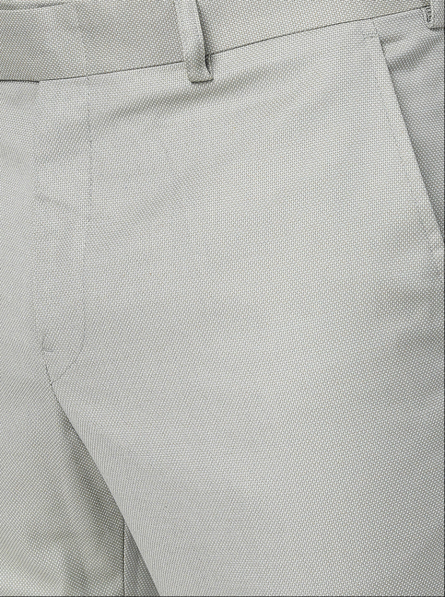 Beige Solid Slim Fit Formal Trouser | Metal