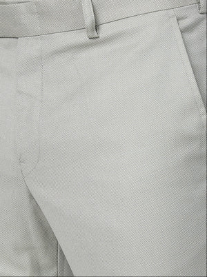 Beige Solid Slim Fit Formal Trouser | Metal