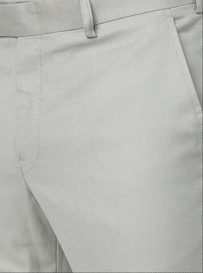 Beige Solid Slim Fit Formal Trouser | Metal