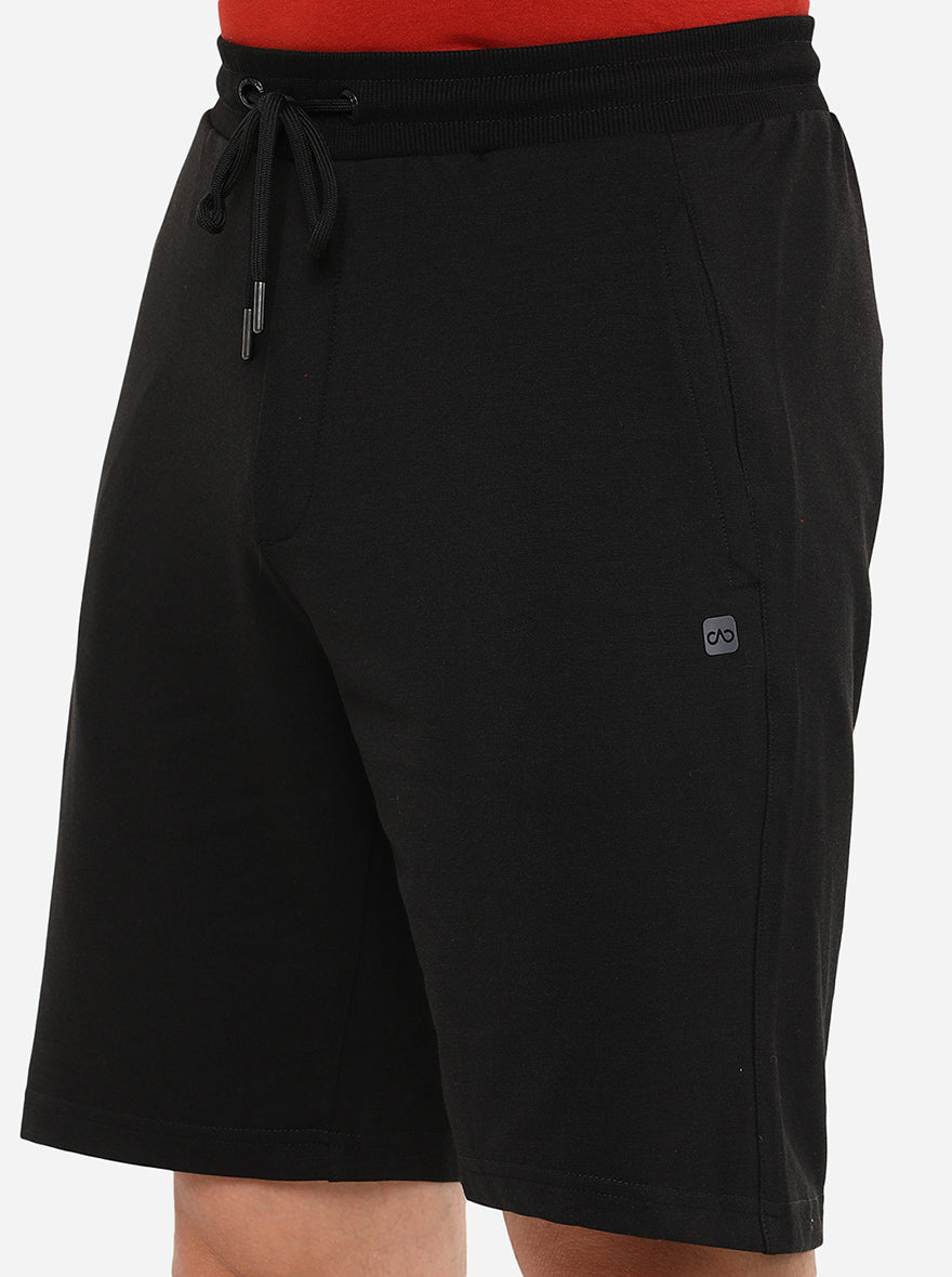 Black Solid Regular Fit Shorts | JadeBlue