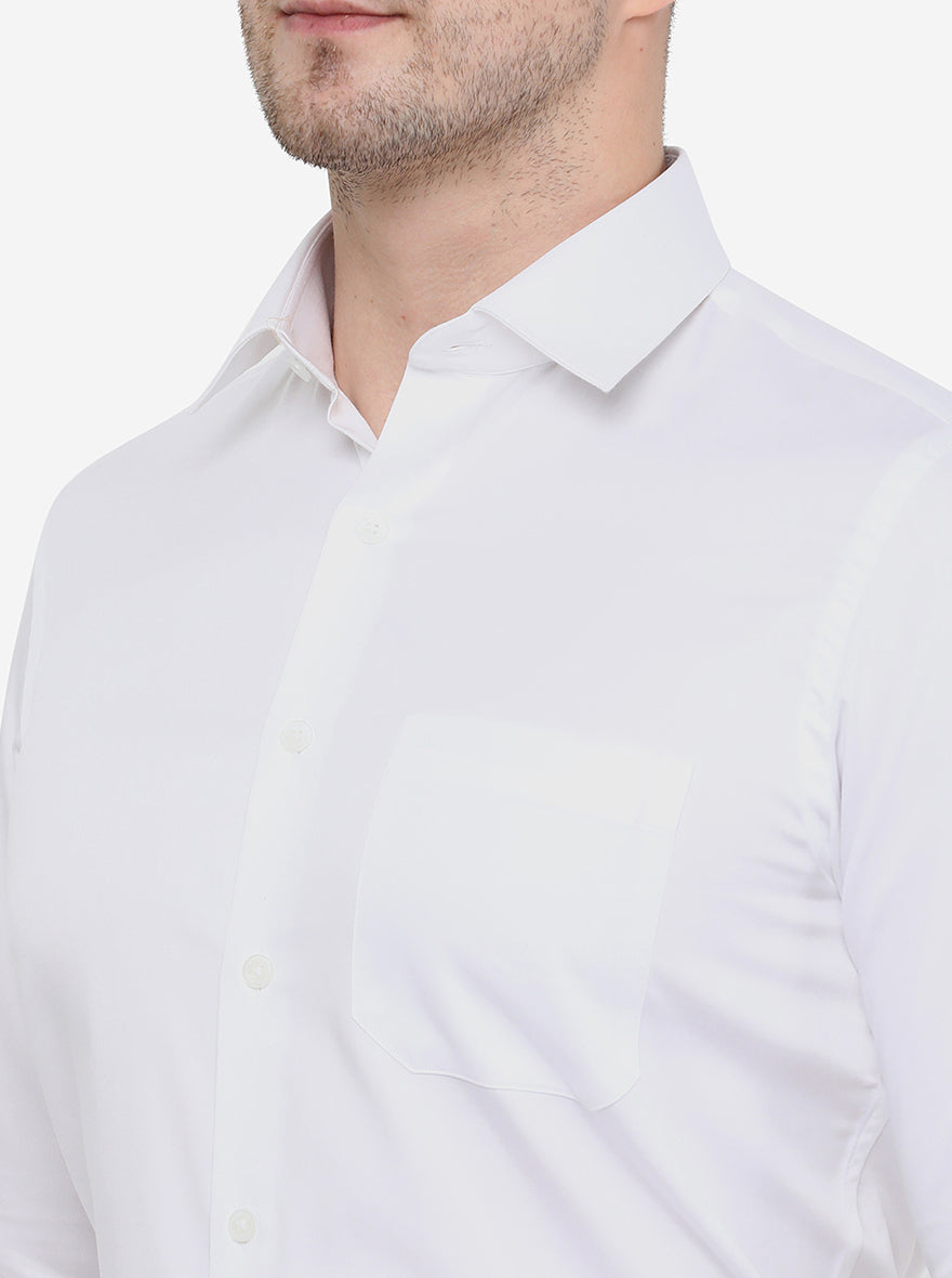 White Solid Slim Fit Formal Shirt | JadeBlue