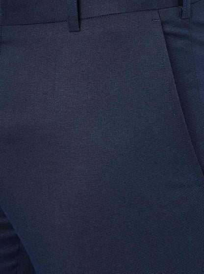 Blue Solid Slim Fit Formal Trouser | Greenfibre