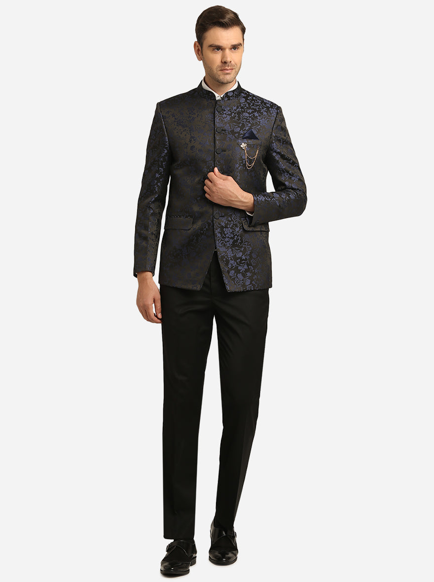 Black Color Jodhpuri Suit In Silk Fabric