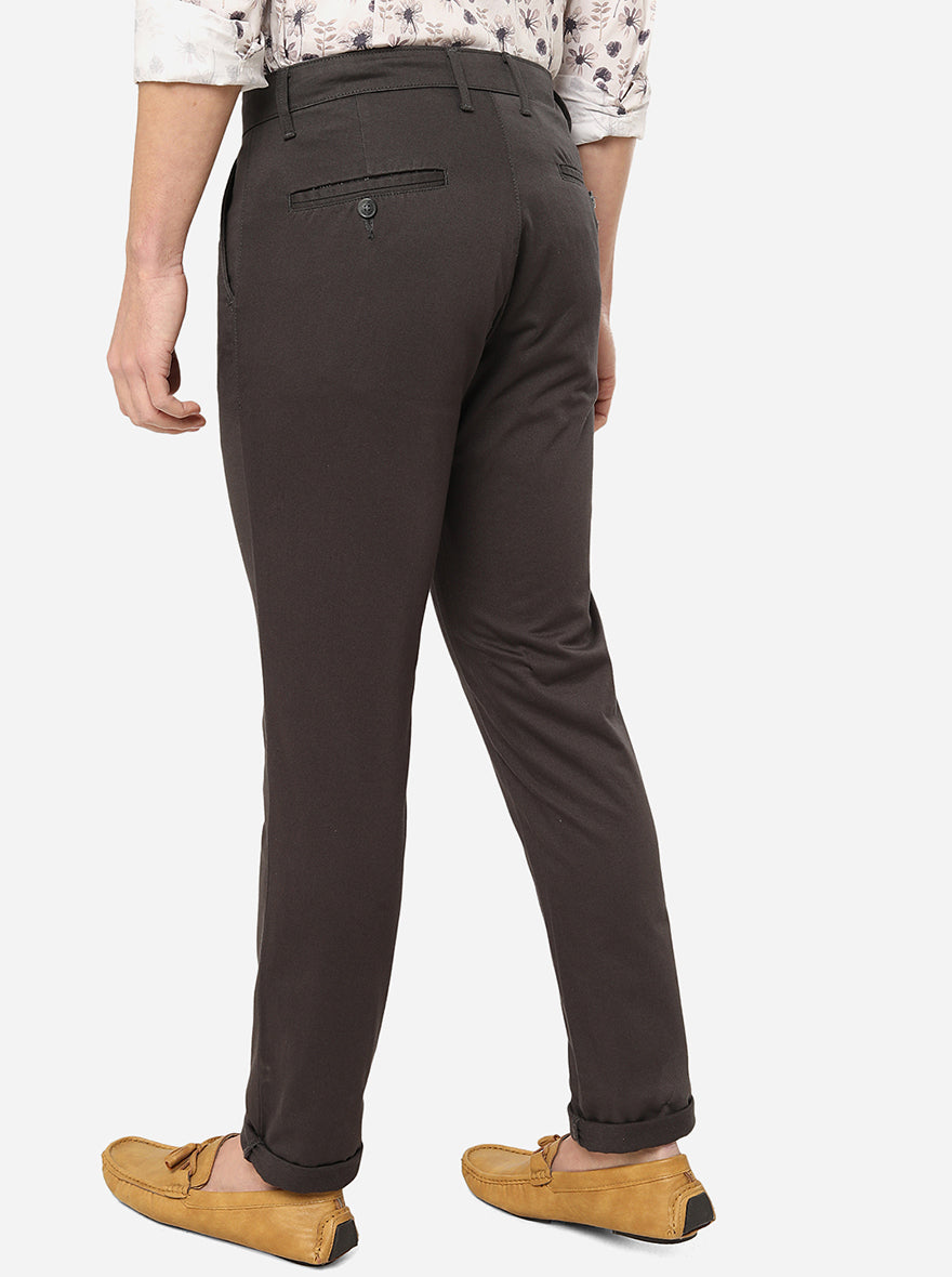Dark Grey Solid Neo Fit Casual Trouser | Greenfibre