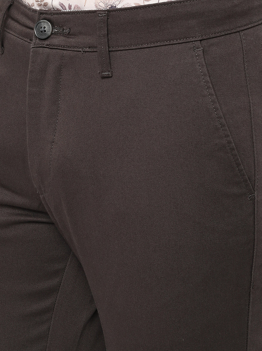 Dark Grey Solid Neo Fit Casual Trouser | Greenfibre
