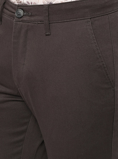 Dark Grey Solid Neo Fit Casual Trouser | Greenfibre