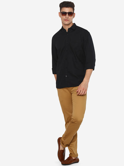 Khaki Solid Super Slim Fit Casual Trouser | Greenfibre