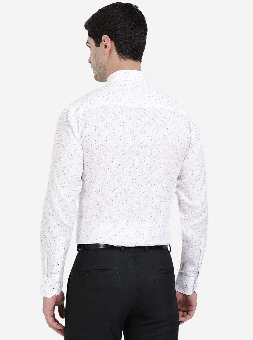 White & Blue Printed Regular Fit Formal Shirt | JadeBlue