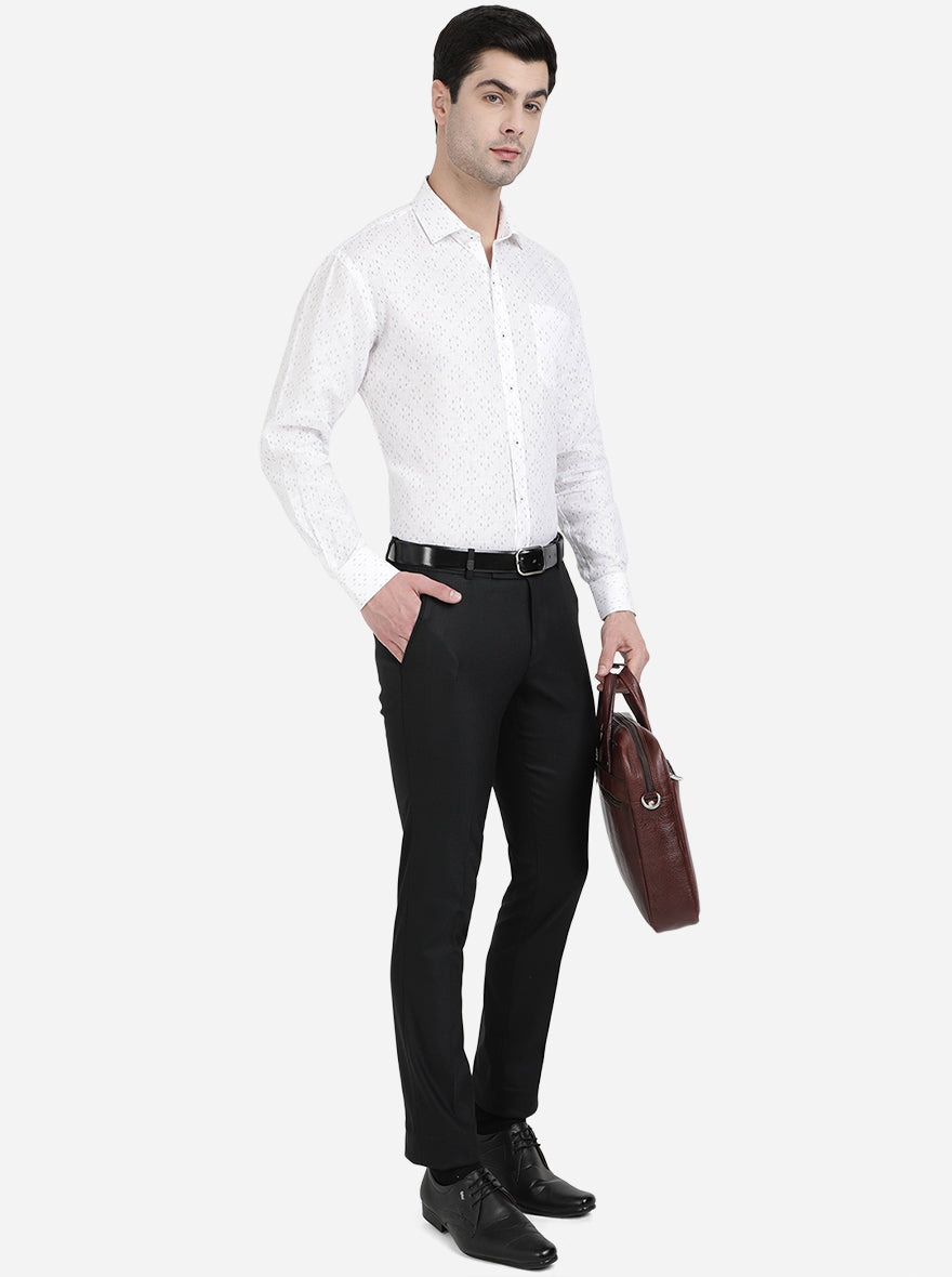 White & Blue Printed Regular Fit Formal Shirt | JadeBlue