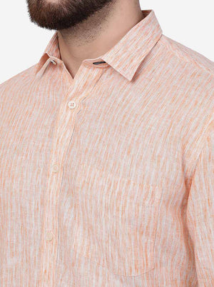 Orange Striped Slim Fit Semi Casual Shirt | JadeBlue
