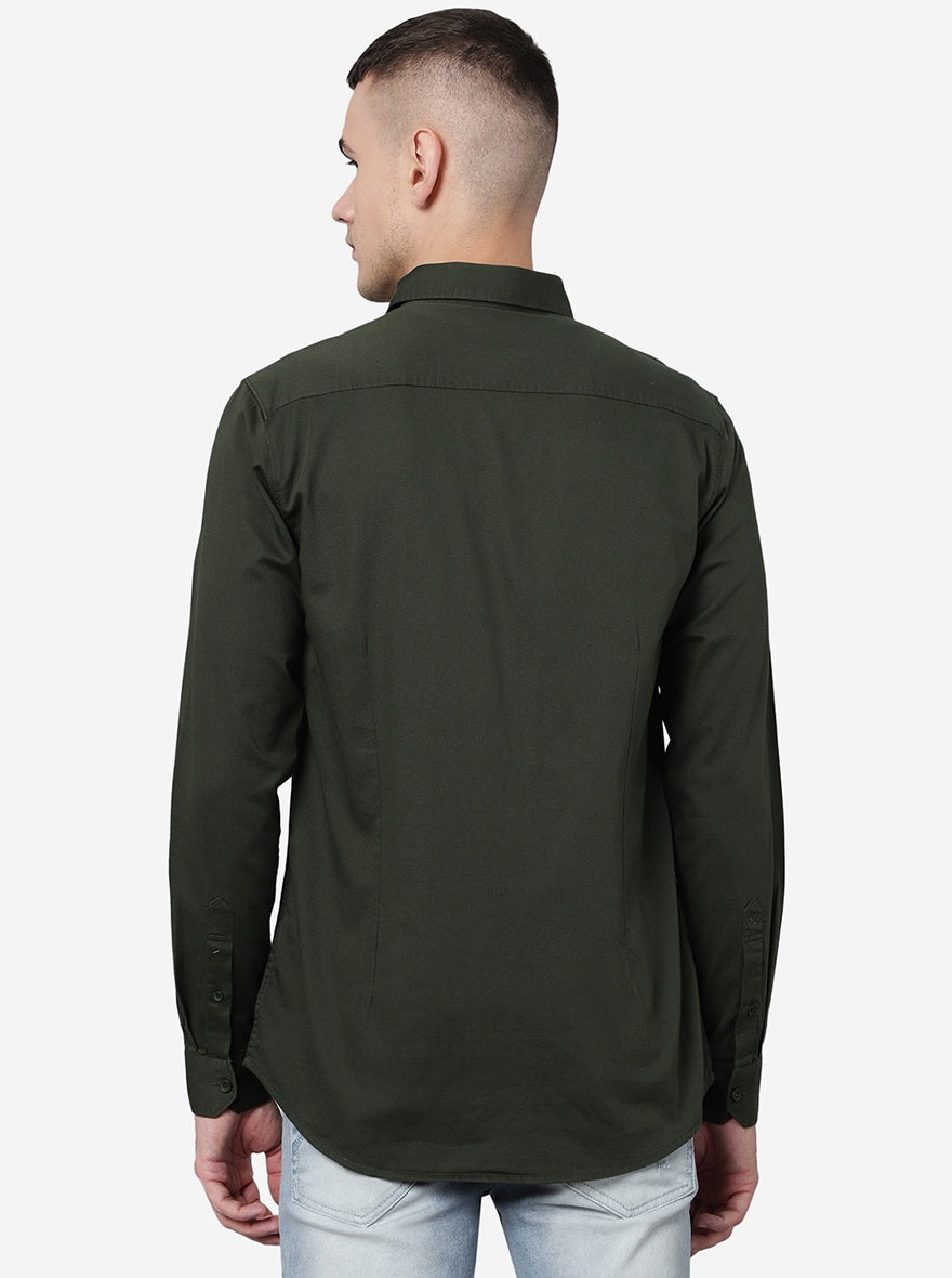 Duffel Bag Green Solid Slim Fit Casual Shirt | JadeBlue