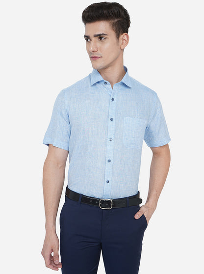 Sky Blue Solid Regular Fit Formal Shirt | JadeBlue