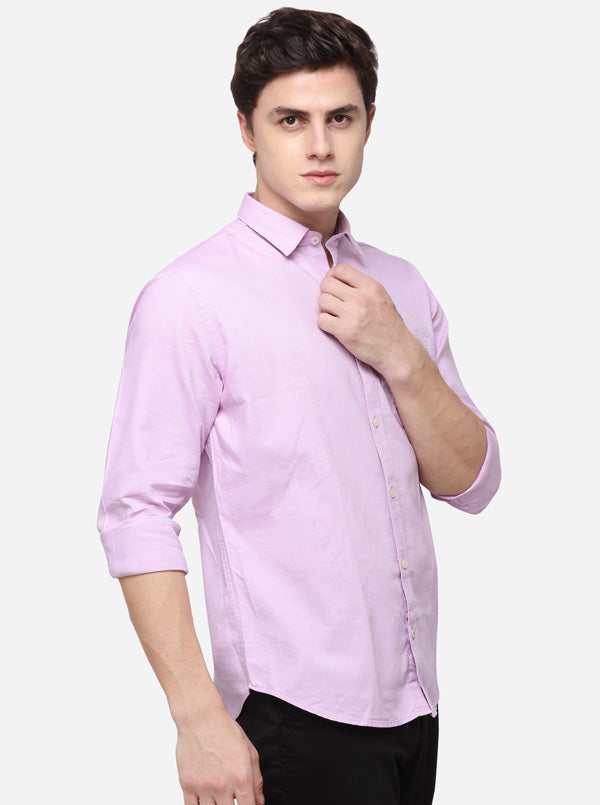 Pink Regular Fit Solid Casual Shirt | Greenfibre