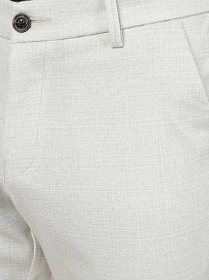 Cream Solid Venice Fit Casual Trouser | JadeBlue