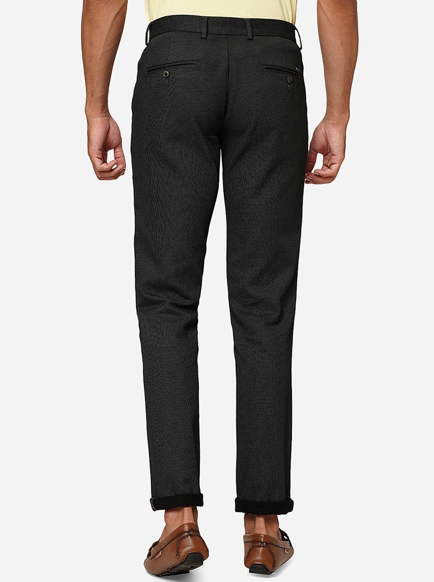 Black Solid Uno Fit Casual Trouser | JadeBlue