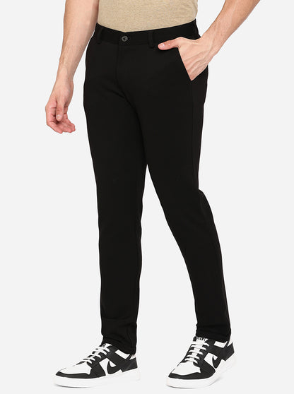 Black Solid venice Fit Casual Trouser | JadeBlue
