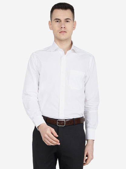 White Solid Slim Fit Formal Shirt | Metal