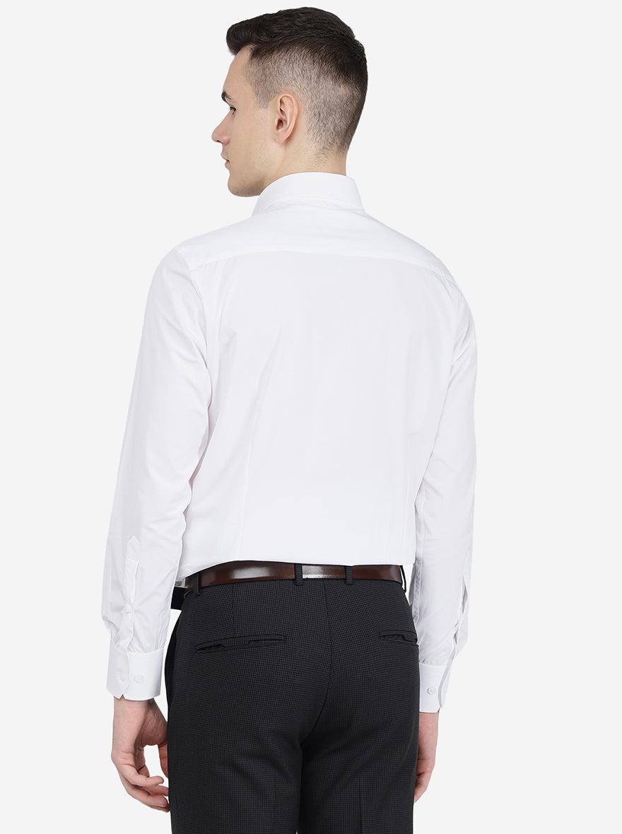 White Solid Slim Fit Formal Shirt | Metal