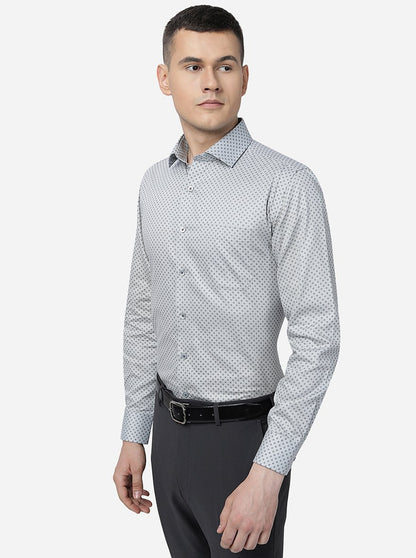 Grey Printed Regular Fit Formal Shirt | JadeBlue