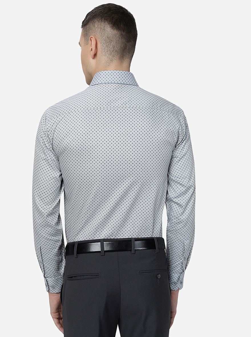 Grey Printed Regular Fit Formal Shirt | JadeBlue