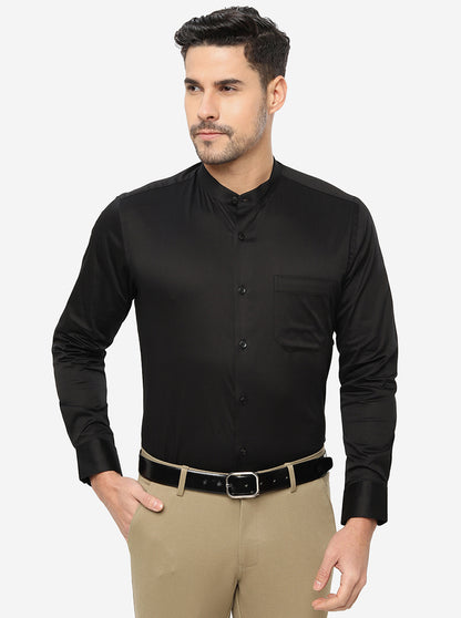 Black Solid Slim Fit Formal Shirt | Metal