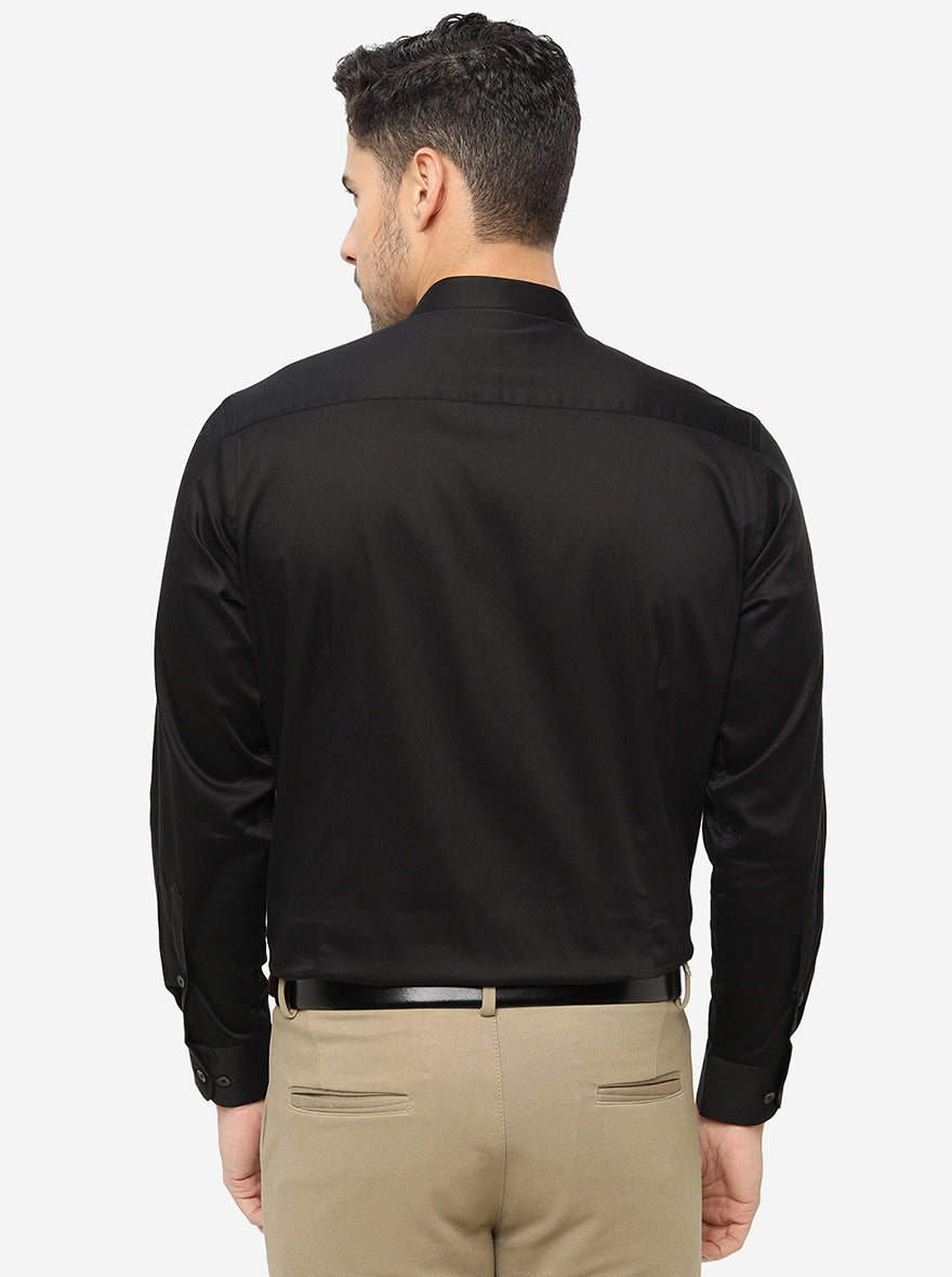 Black Solid Slim Fit Formal Shirt | Metal
