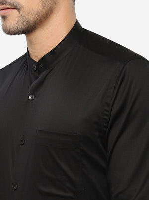 Black Solid Slim Fit Formal Shirt | Metal
