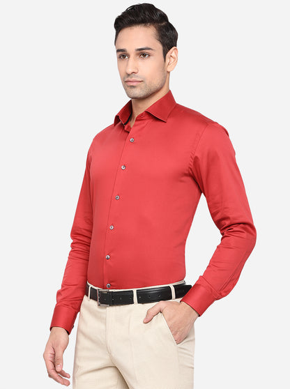 Rust Solid Slim Fit Party Wear Shirt | Wyre