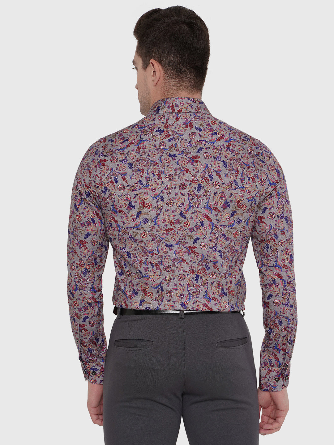 Brown Printed Slim Fit Party Wear Shirt | JB Studio