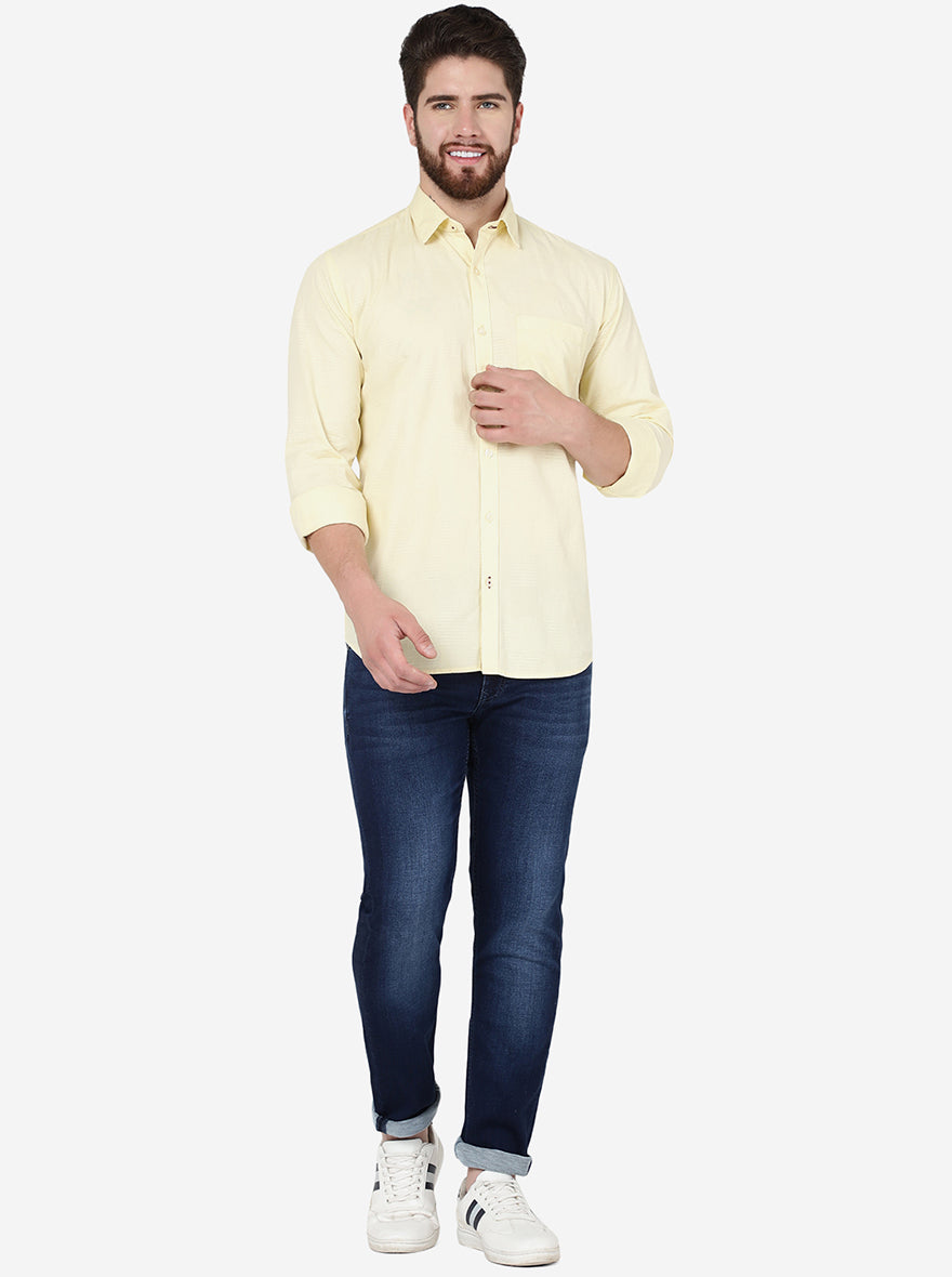 Mellow Yellow Solid Smart Fit Semi Casual Shirt | Greenfibre