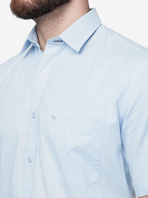 Sky Blue Solid Slim Fit Semi Casual Shirt | JadeBlue