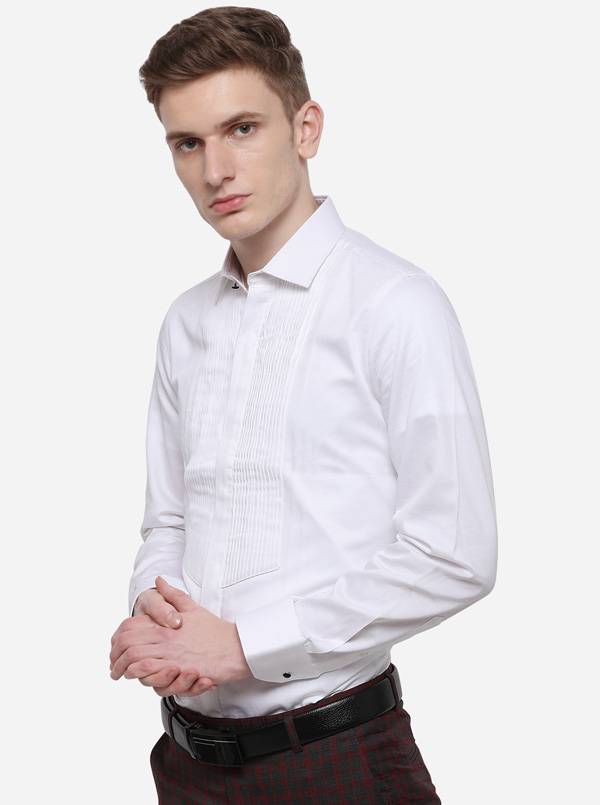White Solid Slim Fit Party Wear Shirt | Wyre