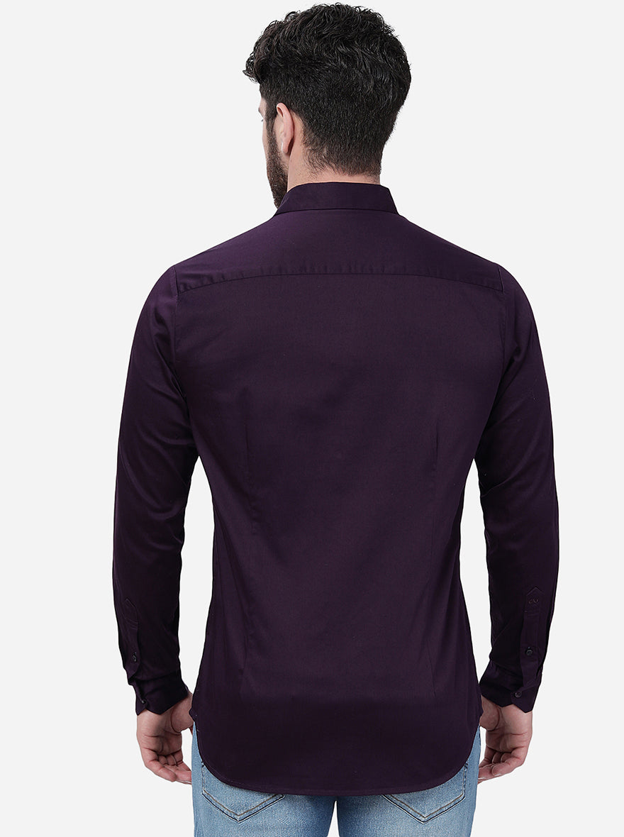 Purple Solid Slim Fit Casual Shirt | JadeBlue