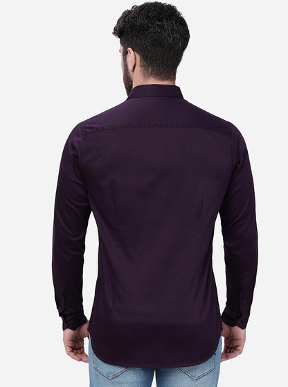 Purple Solid Slim Fit Casual Shirt | JadeBlue